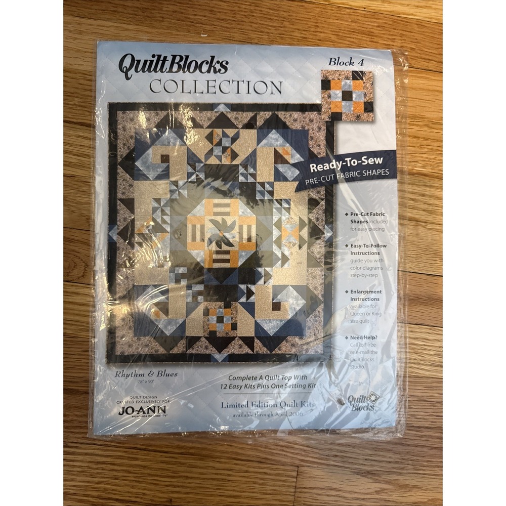 JoAnn "Rhythm &  Blues" QuiltBlocks Collection Block 4 New Sealed-Discontinued